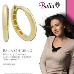 Balia Damen Creolen glanz aus 333 Gelbgold BGO0113GS