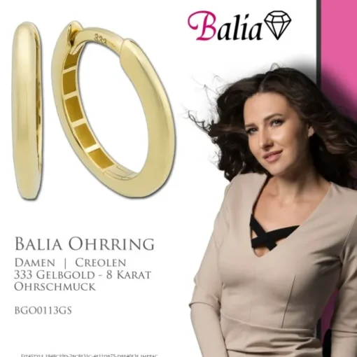 Balia Damen Creolen glanz aus 333 Gelbgold BGO0113GS