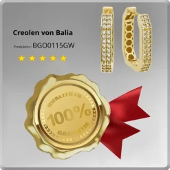 Balia Damen Creolen Karree Zirkonia aus 333 Gelbgold BGO0115GW