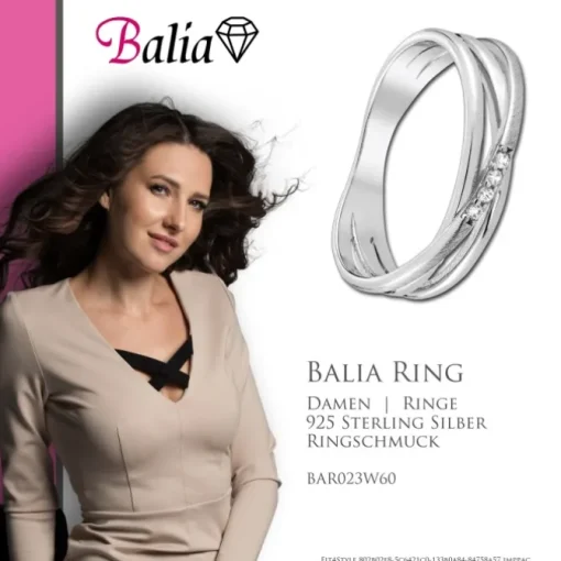 Balia Damen Fashion Ring aus 925 Silber Zirkonia weiß Gr.60 BAR023W60