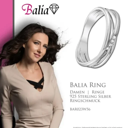 Balia Damen Fashion Ring aus 925 Silber Zirkonia weiß Gr.56 BAR023W56