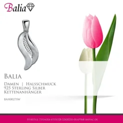 Balia Damen Kettenanhänger 925 Silber matt und poliert BAH0027SW