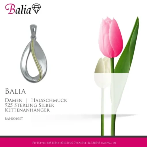 Balia Damen Kettenanhänger bicolor 925 Silber matt und glänzend BAH0010ST
