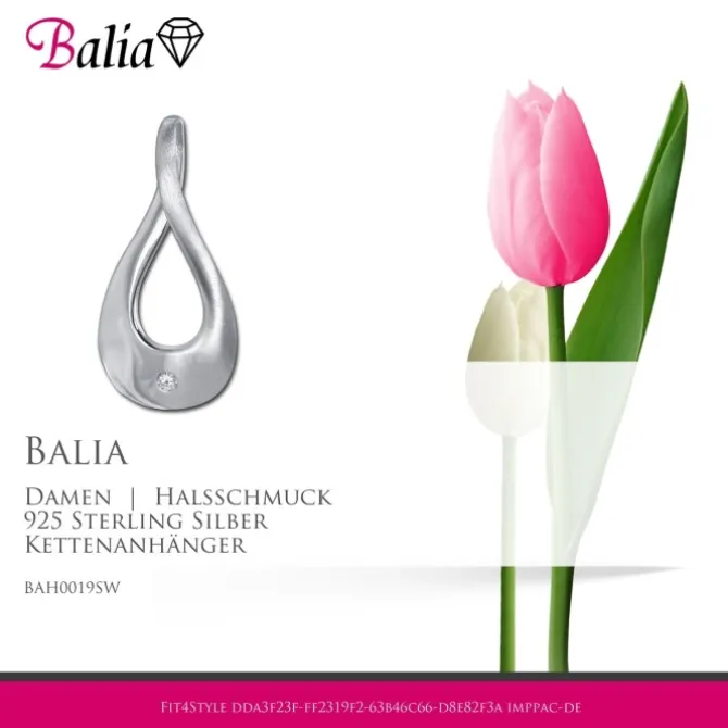 Balia Damen Kettenanhänger 925 Silber matt und poliert BAH0019SW