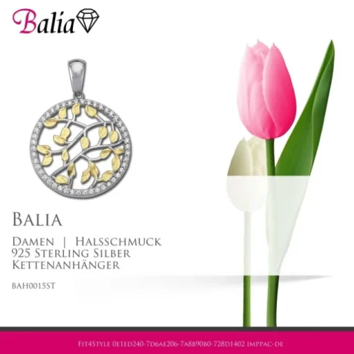 Balia Damen Kettenanhänger 925 Silber bicolor poliert BAH0015ST