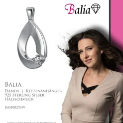 Balia Damen Kettenanhänger 925 Silber matt und poliert BAH0025SW