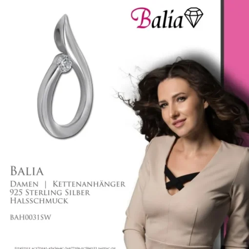 Balia Damen Kettenanhänger 925 Silber poliert BAH0031SW