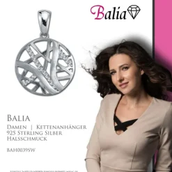 Balia Damen Kettenanhänger 925 Silber matt und poliert BAH0039SW