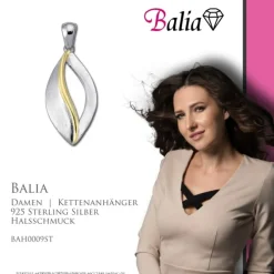 Balia Damen Kettenanhänger bicolor 925 Silber matt und glänzend BAH0009ST