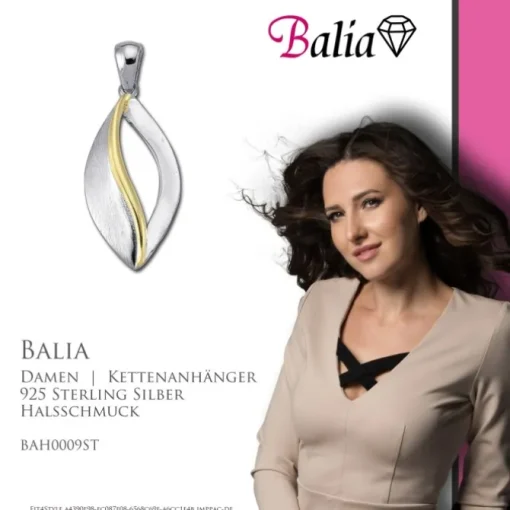 Balia Damen Kettenanhänger bicolor 925 Silber matt und glänzend BAH0009ST