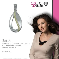 Balia Damen Kettenanhänger bicolor 925 Silber matt und glänzend BAH0010ST