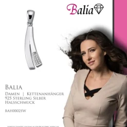 Balia Damen Kettenanhänger 925 Silber matt und poliert BAH0002SW