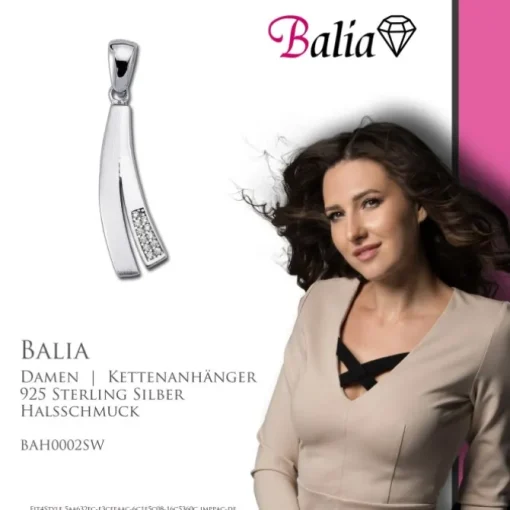 Balia Damen Kettenanhänger 925 Silber matt und poliert BAH0002SW