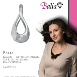 Balia Damen Kettenanhänger 925 Silber matt und poliert BAH0019SW