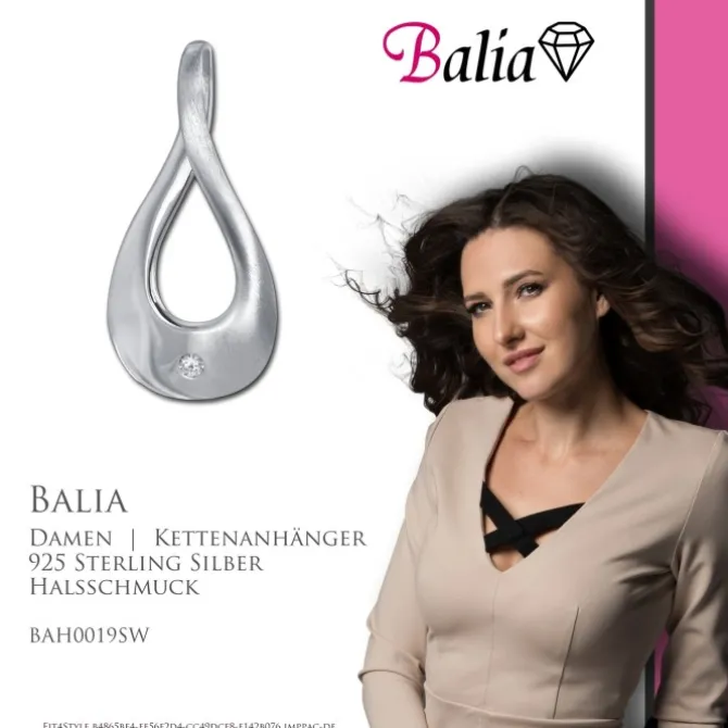 Balia Damen Kettenanhänger 925 Silber matt und poliert BAH0019SW