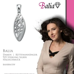 Balia Damen Kettenanhänger 925 Silber matt und poliert BAH0041SW