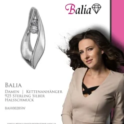 Balia Damen Kettenanhänger 925 Silber matt und poliert BAH0028SW
