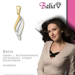 Balia Damen Kettenanhänger aus 333 Gelbgold mit Zirkonia BGH0005GW