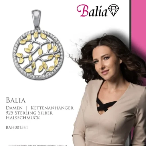 Balia Damen Kettenanhänger 925 Silber bicolor poliert BAH0015ST