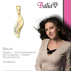 Balia Damen Kettenanhänger aus 333 Gelbgold mit Zirkonia BGH0004GW