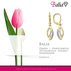 Balia Damen Ohrhänger aus 333 Gelbgold mit Zirkonia BGO0047GW
