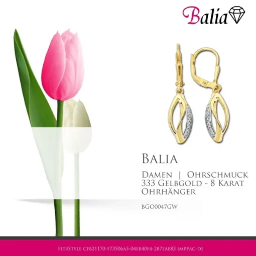 Balia Damen Ohrhänger aus 333 Gelbgold mit Zirkonia BGO0047GW