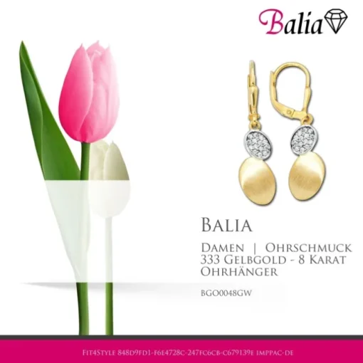Balia Damen Ohrhänger aus 333 Gelbgold mit Zirkonia BGO0048GW