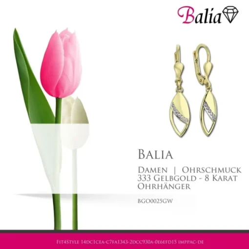 Balia Damen Ohrhänger aus 333 Gelbgold mit Zirkonia BGO0025GW