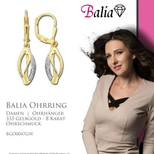 Balia Damen Ohrhänger aus 333 Gelbgold mit Zirkonia BGO0047GW