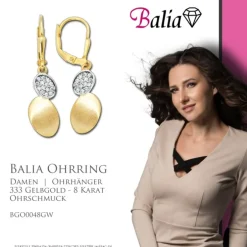 Balia Damen Ohrhänger aus 333 Gelbgold mit Zirkonia BGO0048GW