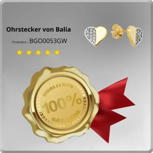 Balia Damen Ohrstecker aus 333 Gelbgold mit Zirkonia BGO0053GW