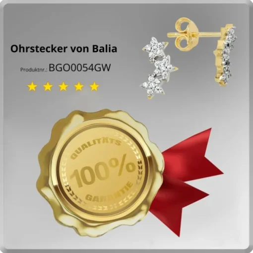Balia Damen Ohrstecker aus 333 Gelbgold mit Zirkonia BGO0054GW