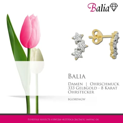 Balia Damen Ohrstecker aus 333 Gelbgold mit Zirkonia BGO0054GW