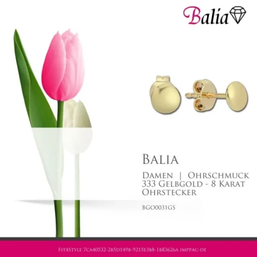 Balia Damen Ohrstecker aus poliertem 333 Gelbgold BGO0031GS