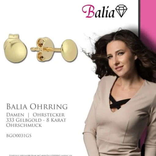 Balia Damen Ohrstecker aus poliertem 333 Gelbgold BGO0031GS