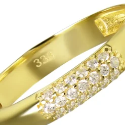 Balia Damen Ring aus 333 Gelbgold 3-reihig mit Zirkonia Gr.60 BGR064G60