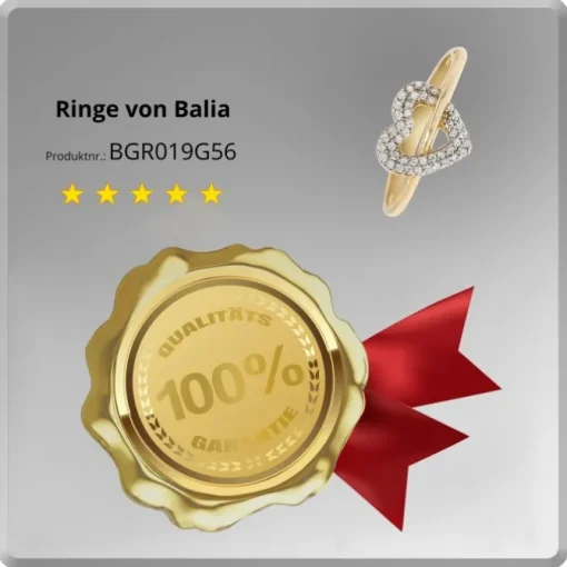 Balia Damen Ring aus 333 Gelbgold Herz mit Zirkonia Gr.56 BGR019G56