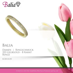 Balia Damen Ring aus 333 Gelbgold mit Zirkonia Gr.58 BGR012G58
