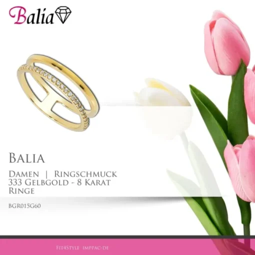 Balia Damen Ring aus 333 Gelbgold mit Zirkonia Gr.60 BGR015G60