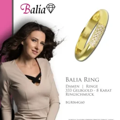 Balia Damen Ring aus 333 Gelbgold 3-reihig mit Zirkonia Gr.60 BGR064G60