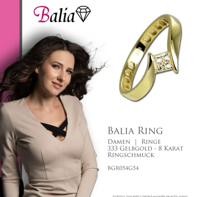 Balia Damen Ring aus 333 Gelbgold mit Zirkonia Gr.54 BGR054G54
