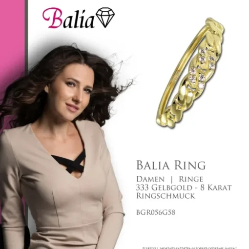 Balia Damen Ring aus 333 Gelbgold mit Zirkonia Gr.58 BGR056G58
