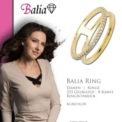 Balia Damen Ring aus 333 Gelbgold mit Zirkonia Gr.58 BGR015G58