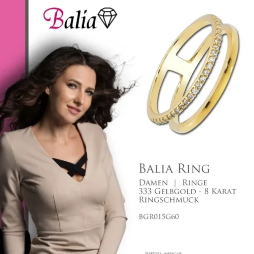 Balia Damen Ring aus 333 Gelbgold mit Zirkonia Gr.60 BGR015G60