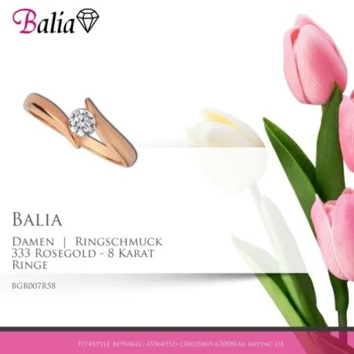 Balia Damen Ring aus 333 Roségold mit Zirkonia Gr.58 BGR007R58