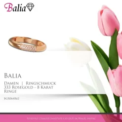 Balia Damen Ring aus 333 Rosegold 3-reihig mit Zirkonia Gr.62 BGR064R62