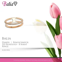 Balia Damen Ring aus 333 Rosegold mit Zirkonia Gr.54 BGR015R54