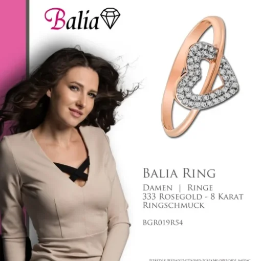 Balia Damen Ring aus 333 Rosegold Herz mit Zirkonia Gr.54 BGR019R54