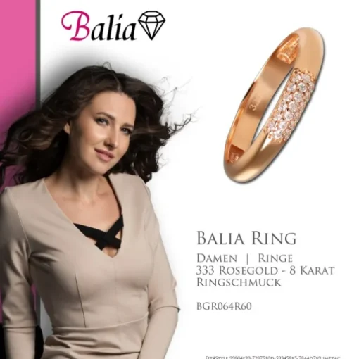 Balia Damen Ring aus 333 Rosegold 3-reihig mit Zirkonia Gr.60 BGR064R60
