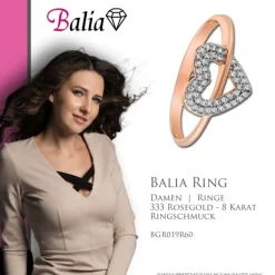 Balia Damen Ring aus 333 Rosegold Herz mit Zirkonia Gr.60 BGR019R60